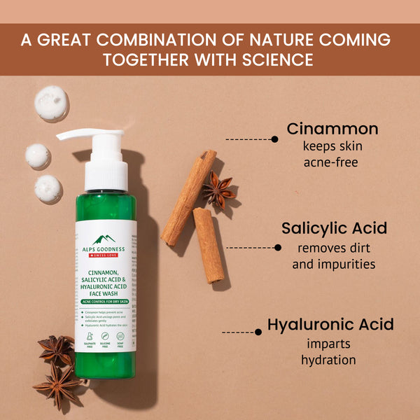 Alps Goodness Acne Control Facewash For Dry Skin with Cinnamon, Salicy