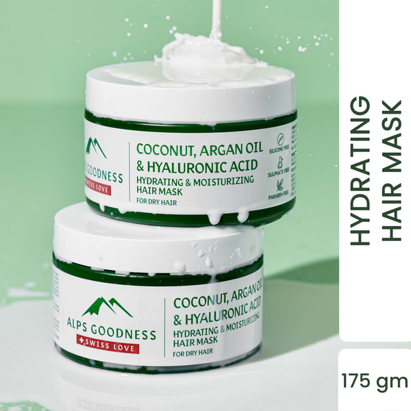 Alps Goodness Coconut Milk, Argan Oil and Hyaluronic Acid Hydrating and Nourishing Hair Mask for Dry Hair (175 g) | Hair Mask for Dry Hair| Paraben, Sulphate, Silicone, Mineral Oil Free | Silicone Free Hair Mask | Vegan | Hydrating Hair Mask