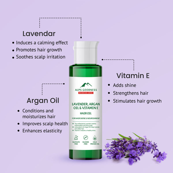Alps Goodness Lavender, Argan Oil & Vitamin E Hair Oil For Hair Shine