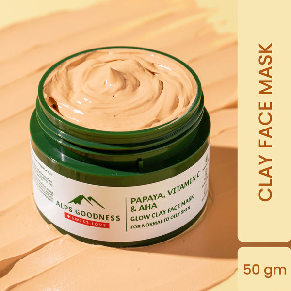 Alps Goodness Vitamin C Glow White Clay Mask with Papaya & AHA for Normal to Oily Skin (50 g)| Vitamin C Clay Mask| Vitamin C Face Mask| No Silicones| No Sulphates| No Parabens| Cruelty Free|Vegan