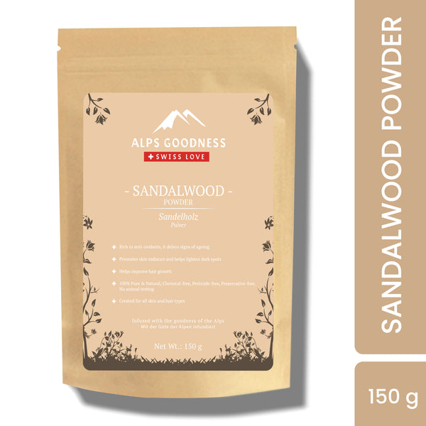 Alps Goodness Powder - Sandalwood (150 g) | 100% Natural Powder | No Chemicals, No Preservatives, No Pesticides | Face Mask for Even Toned Skin | Face Mask for Glow