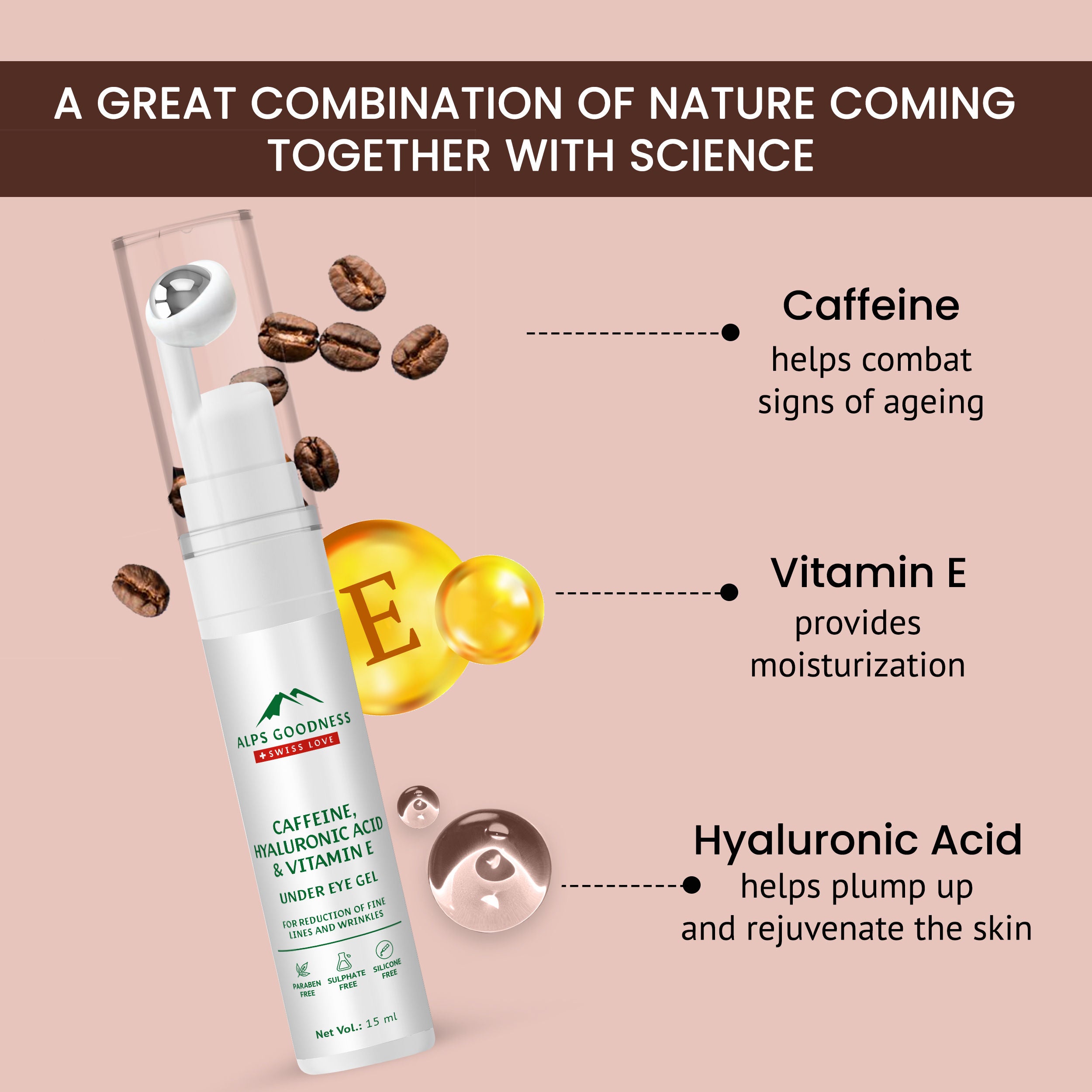 Alps Goodness Caffeine, Hyaluronic acid & Vitamin E Under Eye Gel for