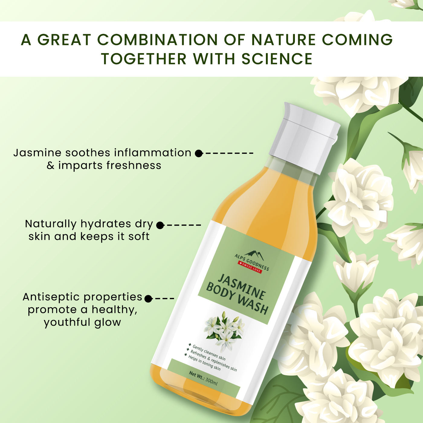 Alps Goodness Jasmine Body Wash (300 ml) Jasmine Shower Gel Best Bod