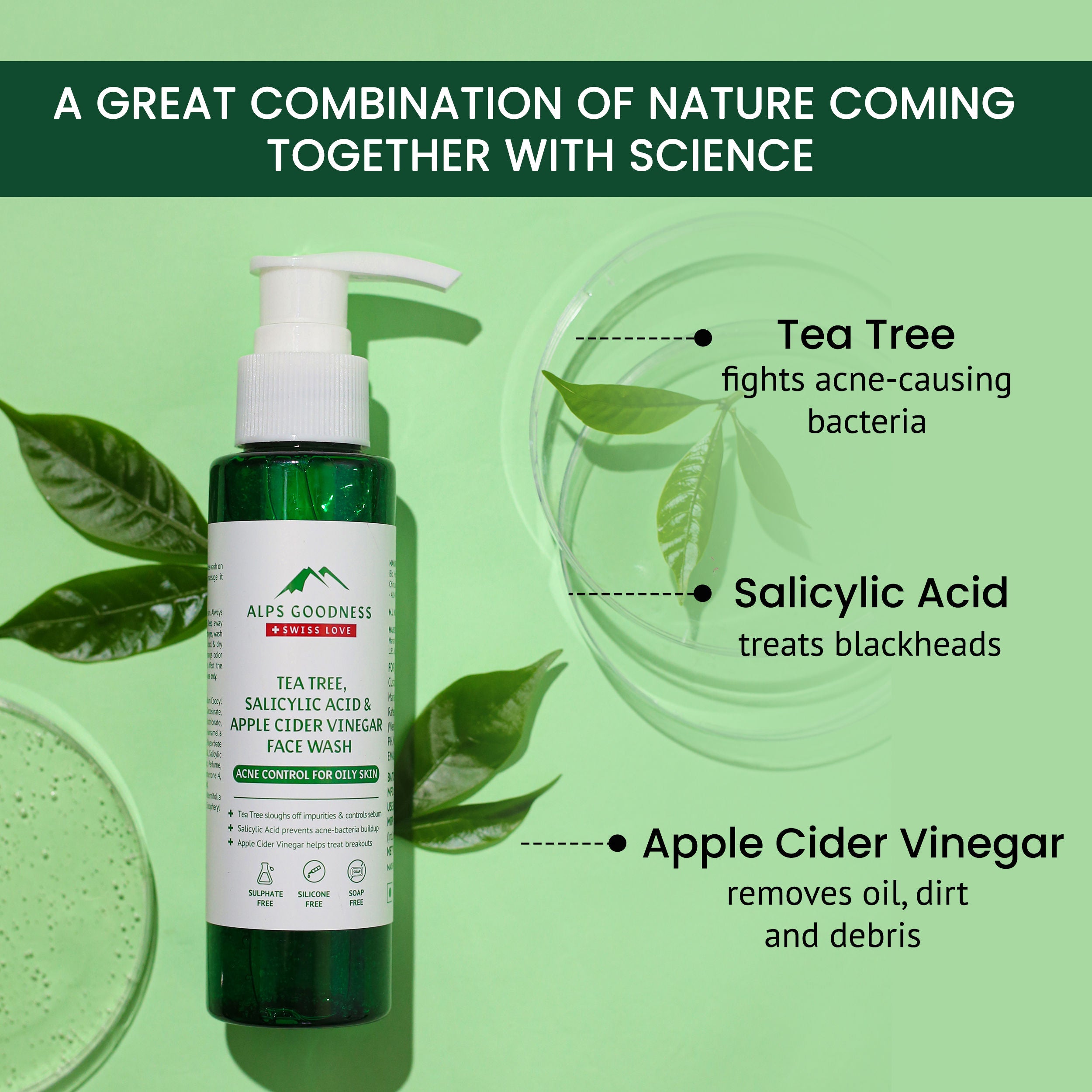 Alps Goodness Acne Control Face wash For Oily Skin with Tea Tree, Sali