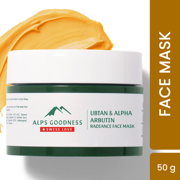 Alps Goodness Ubtan & Alpha Arbutin Radiance Clay Face Mask (50gm) | For All Skin Type | Perfect for Skin Glow | Paraben, Sulphate, Silicone, Mineral Oil Free | Vegan | Tan removal face pack | Arbutin help in di-pigmentation | De tan Pack| Face mask
